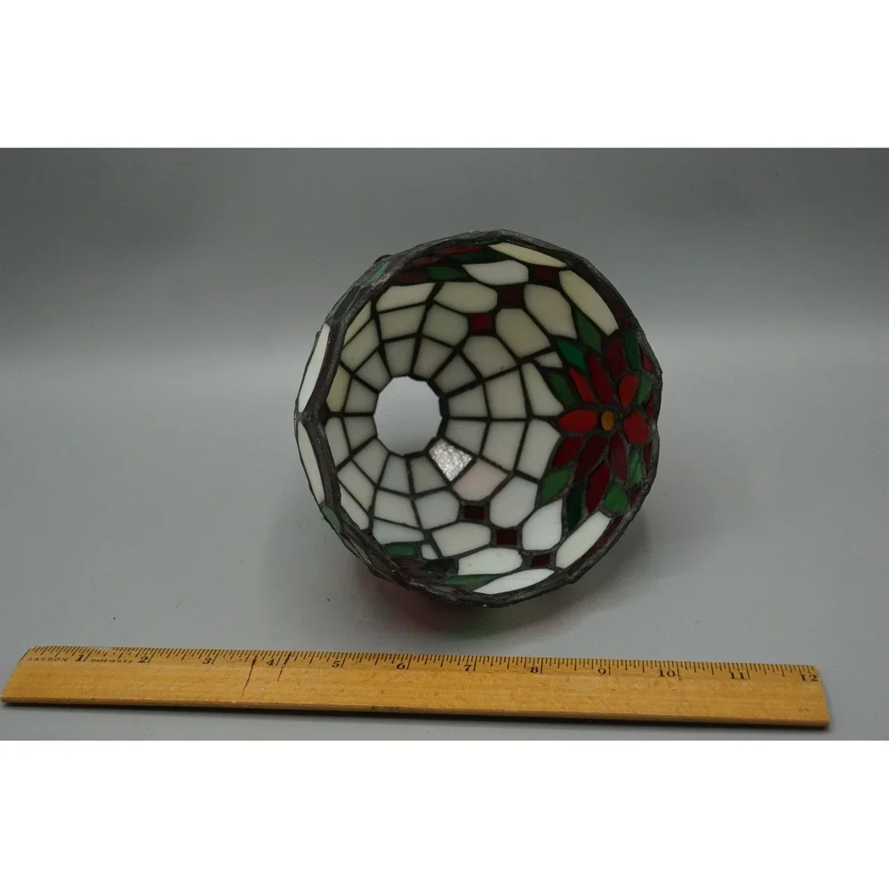 Partylite Tiffany Christmas Poinsettia Stained Glass 5